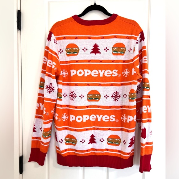 Popeyes Chicken Sandwich Ugly Christmas Holiday Sweater - Picture 3 of 5